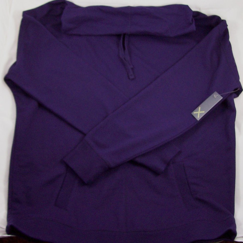 Xersion Premiere Oversized Purple Cowl Neck Sweatshirt